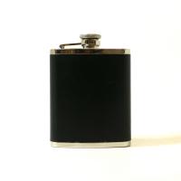 SLIGHT SECONDS - Artamis Black Leather Stainless Steel 6oz Hip Flask & 2 Cup Gift Set