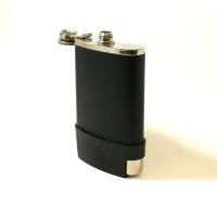 SLIGHT SECONDS - Artamis Black Leather Stainless Steel 6oz Hip Flask & 2 Cup Gift Set