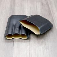 GBD Plain Leather Cigar Case - Three Robusto - BLACK