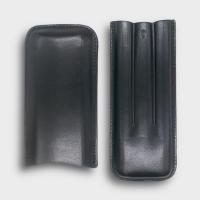 SLIGHT SECONDS GBD Plain Leather Cigar Case - Three Churchill - BLACK