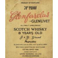 Glenfarclas Glenlivet 8 Year Old 70 Proof Bottled 1970s Miniature - 40% 5cl