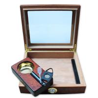 FATHERS DAY - Norfolk Cigar Glass Top Humidor Beginners Set - 20 cigars capacity