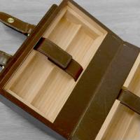GBD Brown Leather Satchel Travel Cigar Humidor