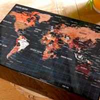 World Map Black Humidor - 25 Capacity