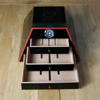 Myon Black & Red 3 Drawer Pyramid Humidor - 30 Cigar Capacity