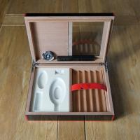 Myon Black & Red Half Glasstop Humidor & Accessories Holder - 5 Cigar Capacity