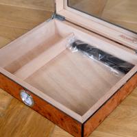 Atomic Burlwood Glass Top Humidor - 20 Cigar Capacity