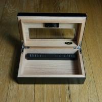 Angelo Mini Black Humidor with Window & External Hygrometer - 10 Cigar Capacity