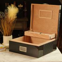Prestige Hampton Humidor + Diamond Stitched Leather Top - Black - 200 Capacity