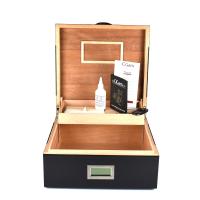 Prestige Hampton Humidor + Diamond Stitched Leather Top - Black - 200 Capacity