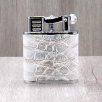 J Cure C.Gars Collection Jet Flame Table Lighter - White Crocodile Leather