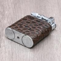 J Cure C.Gars Collection Pocket Jet Flame Lighter - Brown Crocodile Leather