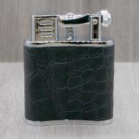 J Cure C.Gars Collection Jet Flame Table Lighter - Black Crocodile Leather