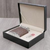 J Cure C.Gars Collection Jet Flame Table Lighter - Brown Crocodile Leather