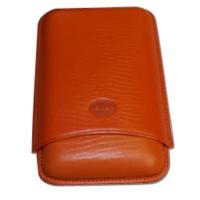 Jemar Leather Cigar Case - Large Gauge - Three Cigars - Orange (End of Line)