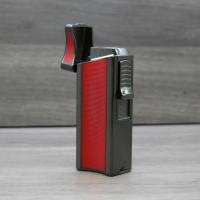 Eurojet Jet Lighter with Punch Cut and Rest - Gunmetal & Red