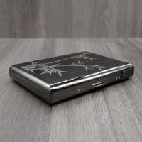 Honest Leaf Print Cigarette Case with Detachable Windproof Lighter