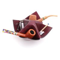 Savinelli Origami Leather Pipe Holder Stand - Burgundy