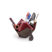 Savinelli Origami Leather Pipe Holder Stand - Brown & Amaranth