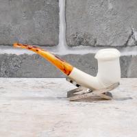 Meerschaum Medium Simple Patterned Fishtail Pipe (MEER348)