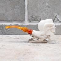 Meerschaum Large Skull Snake Eye Bent Fishtail Pipe (MEER355)