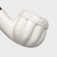 Meerschaum Small Panel Apple Web Bent Fishtail Brown Stem Pipe (MEER402)