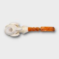 Meerschaum Large Dragon Claw and Rose Bent Fishtail Pipe (MEER404)