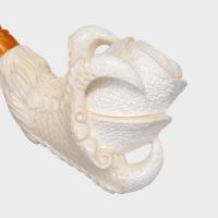 Meerschaum Large Dragon Claw and Rose Bent Fishtail Pipe (MEER404)