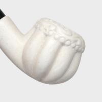 Meerschaum Small Panel Apple Web Bent Fishtail Black Stem Pipe (MEER76)