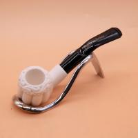 Meerschaum Small Panel Apple Web Bent Fishtail Pipe (MEER76)