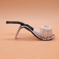 Meerschaum Small Panel Apple Web Bent Fishtail Pipe (MEER76)