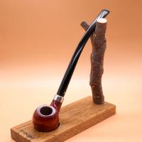Molina Longus Terracotta Bent 9mm Filter Fishtail Churchwarden Pipe (ML53)
