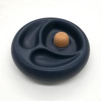 SLIGHT SECONDS - Ceramic Matte Blue Two Rests Pipe Ashtray & Cork Knocker