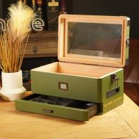Klaro Military Glass Top Cigar Humidor - 100 Cigar Capacity
