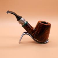 P Jeppesen Boutique gr 4 Smooth Bent Silver 9mm Filter Fishtail Pipe (NEER351)
