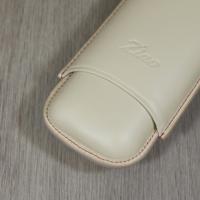 Zino Robusto Size Leather Case - Fits 2 Cigars - Beige (End of Line)