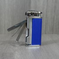 Vertigo Lotus Puffer - Pipe Lighter - Matt Blue & Brushed Chrome