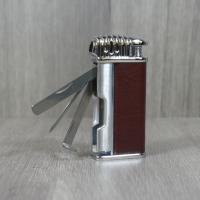 Vertigo Lotus Puffer - Pipe Lighter - Matt Brown & Brushed Chrome