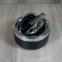 Split Top Black Metal Ashtray - 1 Cigar Rest