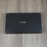 Artamis Black Textured Leather Roll Up Pouch with Buttons and Paper Holder