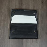 Artamis Black Calf Roll Up Pouch with Buttons and Paper Holder