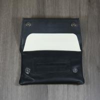 Artamis Black Leather Button Pouch with Paper Holder - Smooth