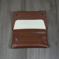 Artamis Tan Leather Button Pouch with Paper Holder