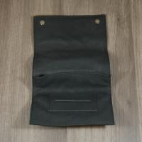 Artamis Black Textured Leather Roll Up Pouch with Buttons and Paper Holder