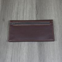 Brown Leather Wallet Style Tobacco Pouch with Zip & Cigarette Paper Holder