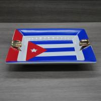 Cuban Flag Rectangular Cigar Ashtray - Two Position