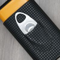 Yellow and Black Patterned Cedar Lined Cigar Case - Fits Three Cigars - 60 Ring Gauge