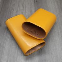 Yellow and Black Leather Cedar Lined Cigar Case - Fits Two Cigars - 64 Ring Gauge