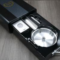 Myon High Lacquered Draw Ashtray Set - Carbon Fibre finish - Black