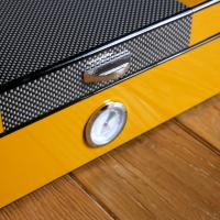 High Gloss Yellow & Checkered Finish Humidor - 30 Cigar Capacity